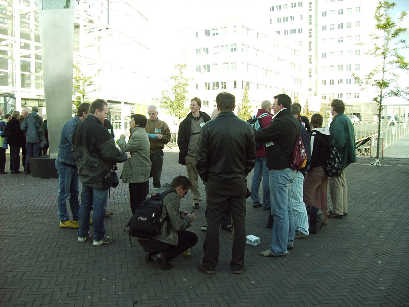 In front of the trainstation, waiting for all the users